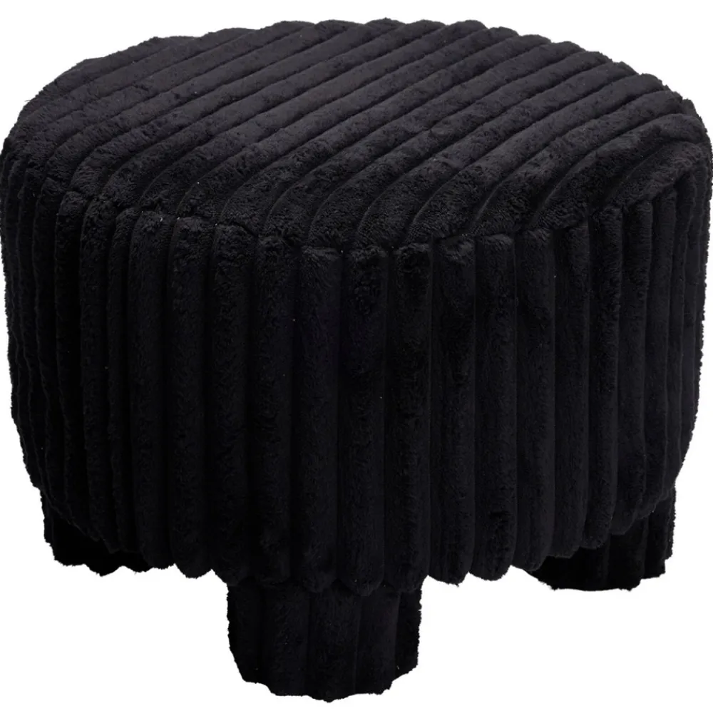 Taboret tapicerowany czarny sztruks 40x40x29 cm * H&S Decoration Outlet