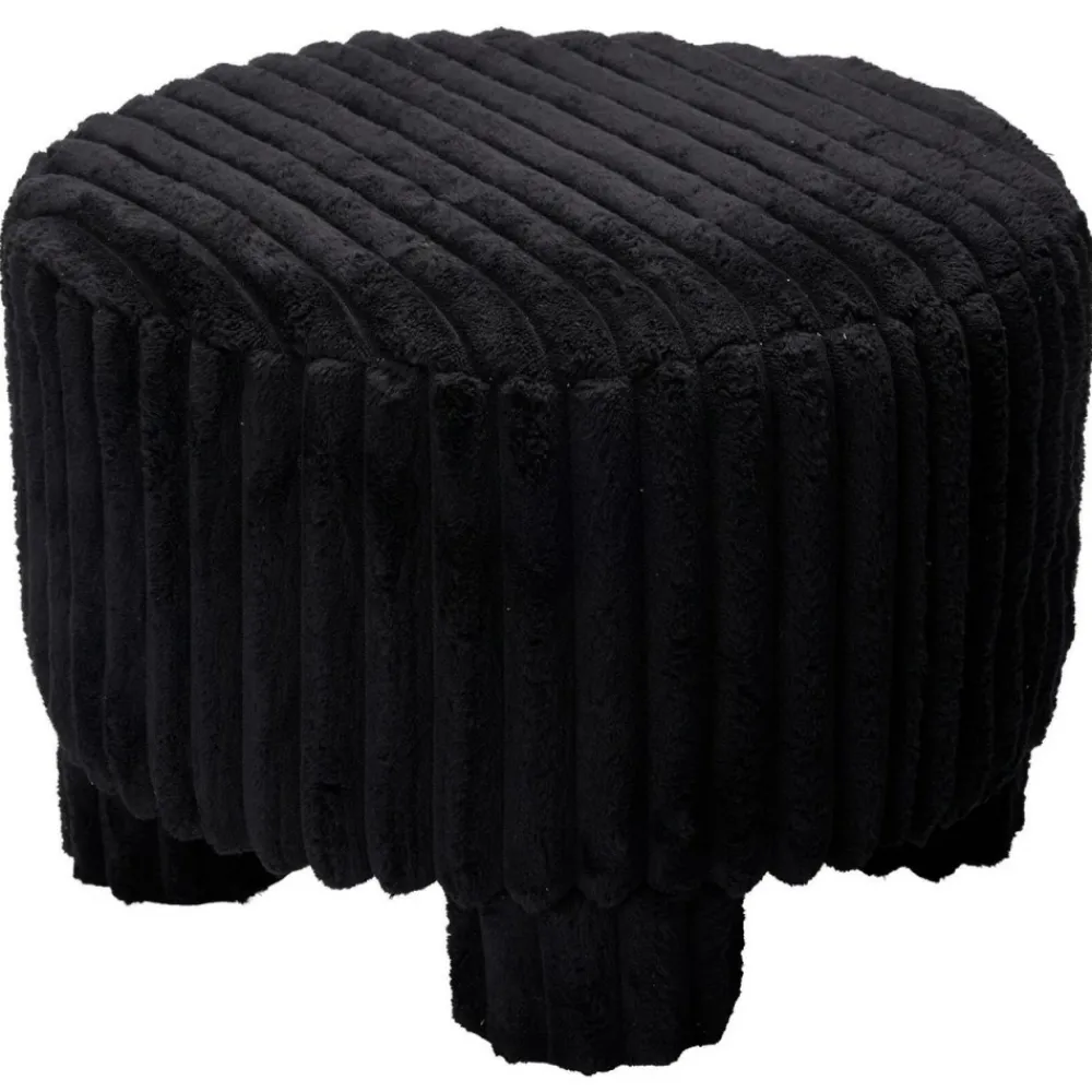 Taboret tapicerowany czarny sztruks 40x40x29 cm * H&S Decoration Outlet