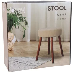 Taboret tapicerowany kremowy 35x35xh45 cm * H&S Decoration Discount
