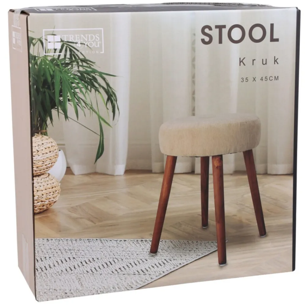 Taboret tapicerowany kremowy 35x35xh45 cm * H&S Decoration Discount
