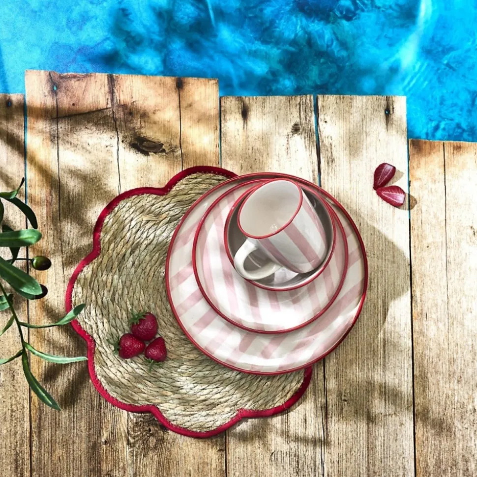 Talerz deserowy Dolce Vita 20 cm różowe pasy