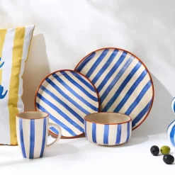 Talerz deserowy Dolce Vita 20 cm niebieskie pasy