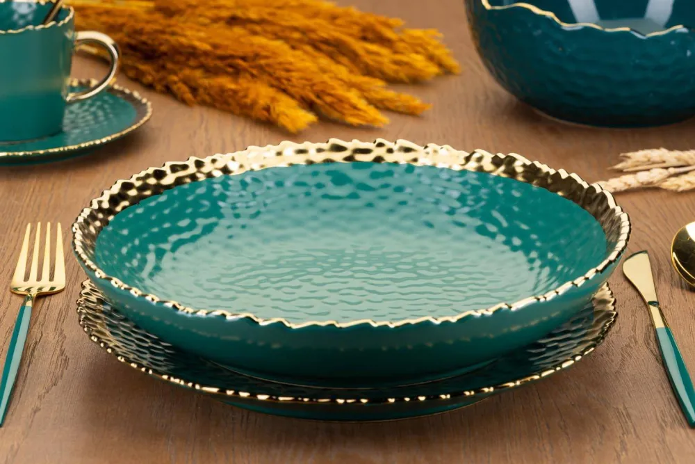 Talerz głęboki Kati Green Gold 26 cm * HowHomely