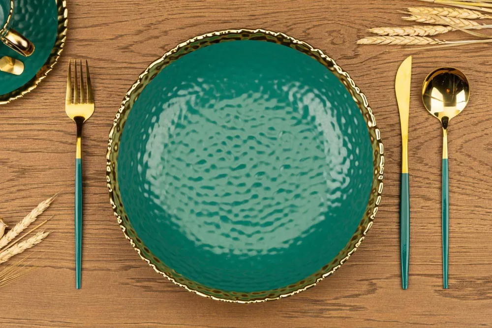 Talerz głęboki Kati Green Gold 26 cm * HowHomely