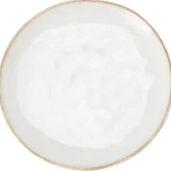 Talerz obiadowo deserowy biały z brązową krawędzią 21 cm * Siaki Collection Outlet