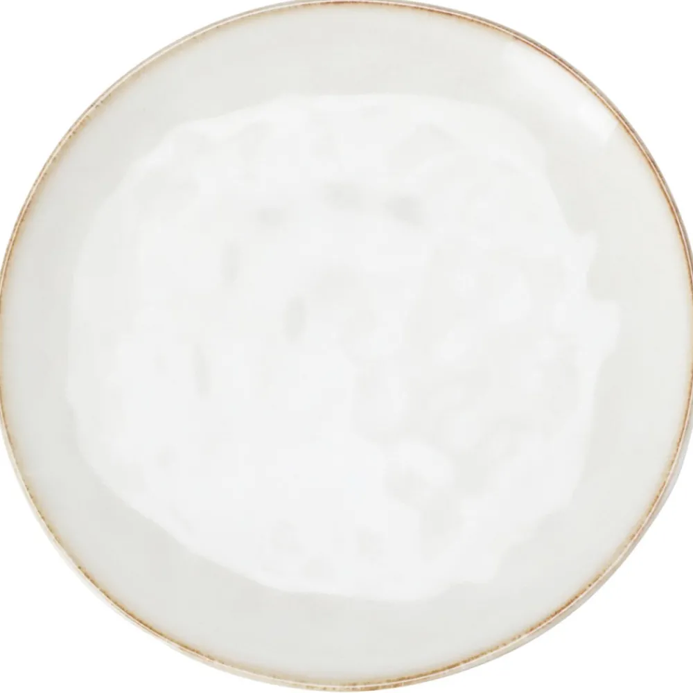 Talerz obiadowo deserowy biały z brązową krawędzią 21 cm * Siaki Collection Outlet