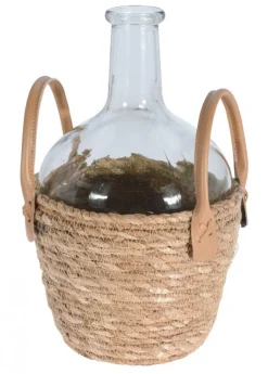 Wazon szklany w plecionej osłonie Boho * H&S Decoration
