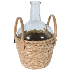 Wazon szklany w plecionej osłonie Boho * H&S Decoration