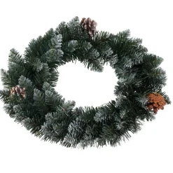 Wianek świąteczny zielony z białymi końcówkami 40 cm * H&S Decoration Clearance