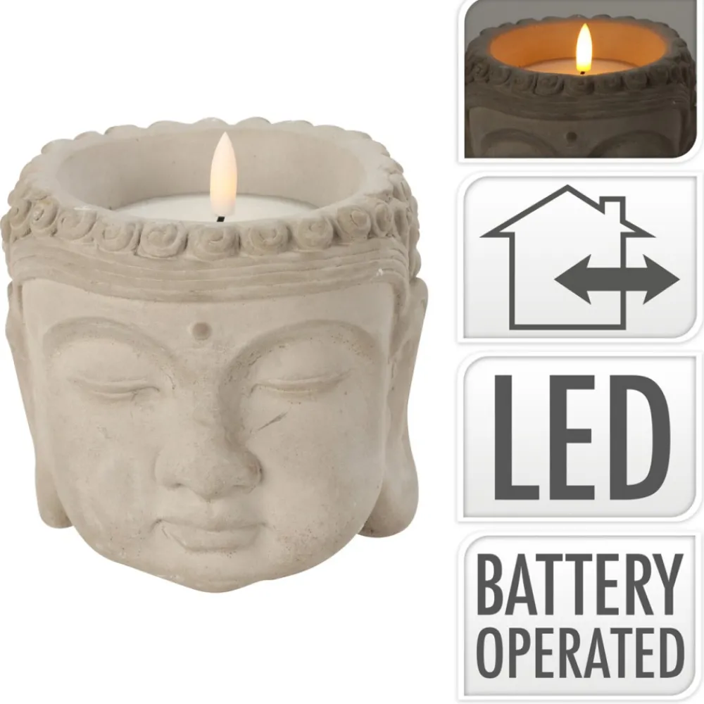Świeca LED głowa Buddy 13,5xh13 cm * H&S Decoration Sale
