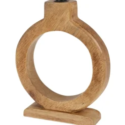 Świecznik z drewna mango beż 25 cm * H&S Decoration Clearance
