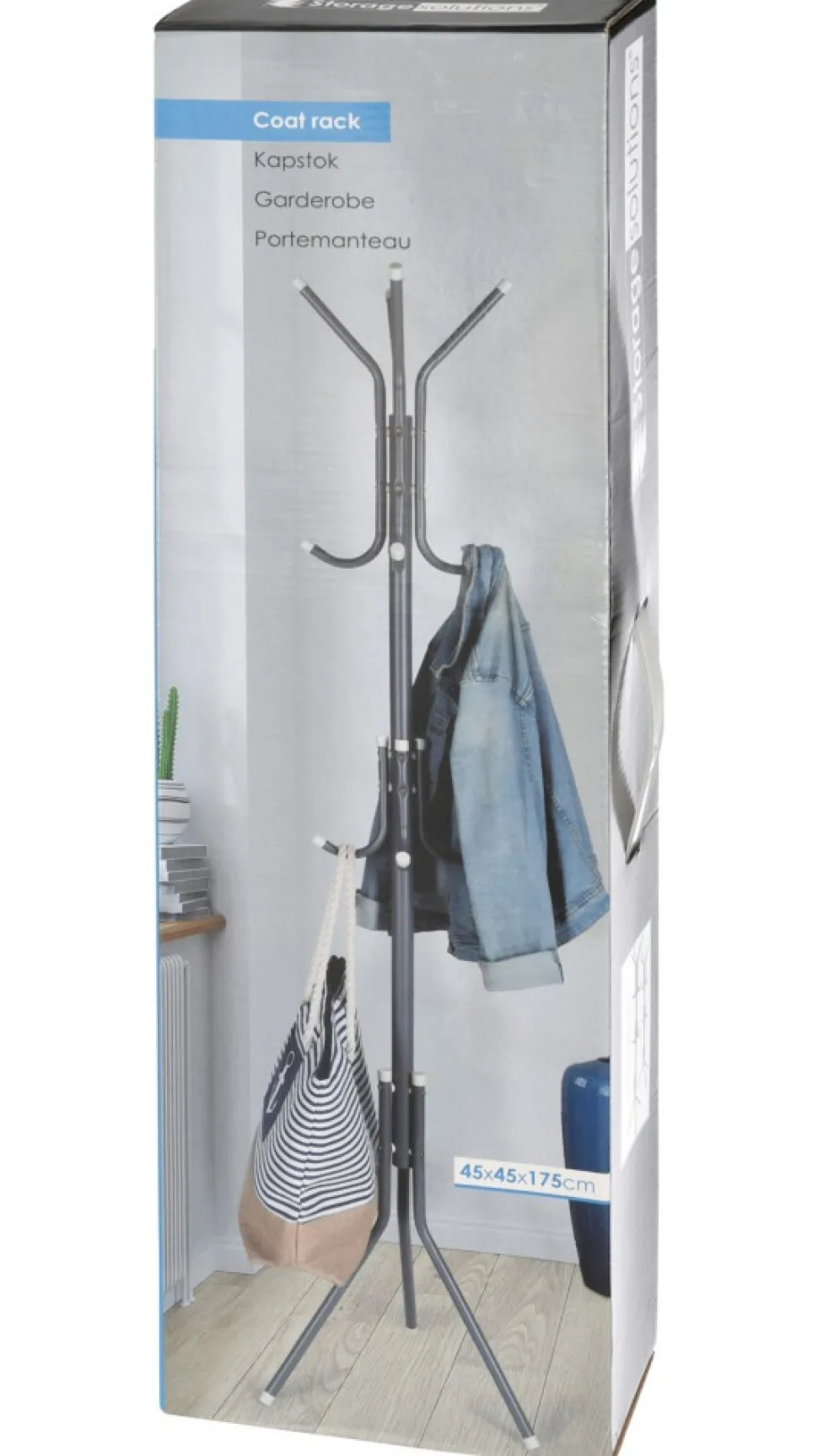 Wieszak stojący metalowy biały 175 cm