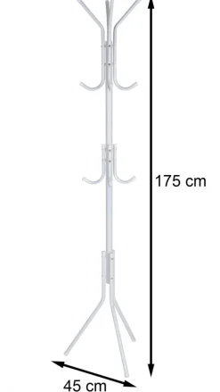 Wieszak stojący metalowy biały 175 cm