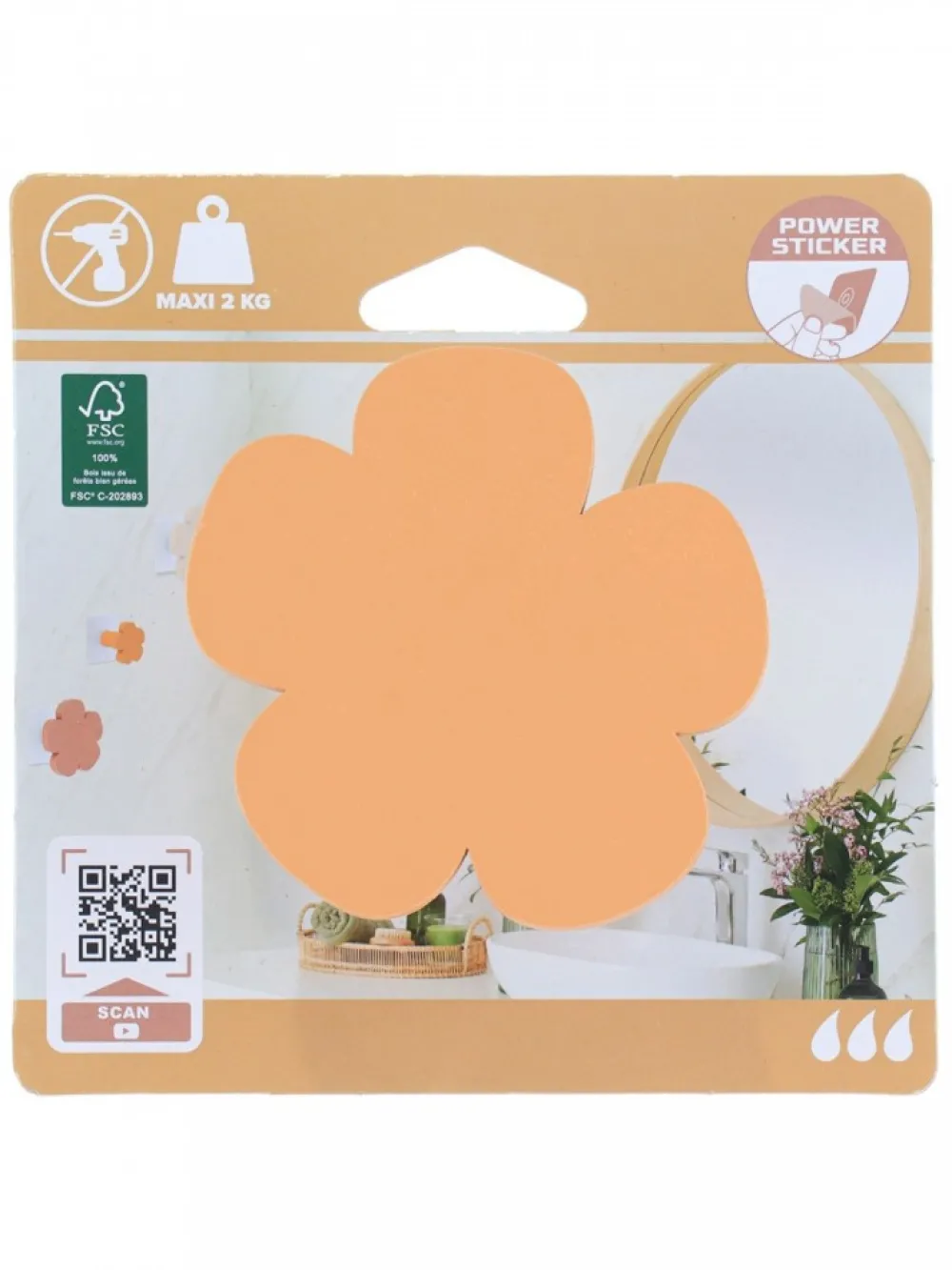 Wieszak ścienny bambusowy D8 FLOWER ochre * TENDANCE Sale