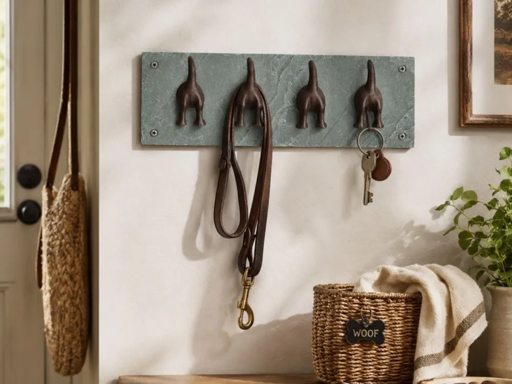 Wieszak ścienny 4 haczyki Psi Ogon 30 cm * Esschert Design Online
