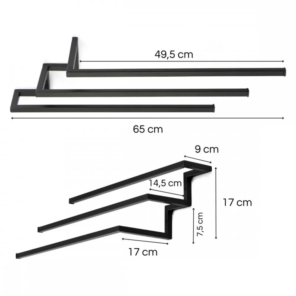 Wieszak ścienny na 3 ręczniki 65 cm * HowHomely Discount