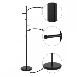 Wieszak na ubrania 5 haków 170 cm czarny Aspen * Actona Sale