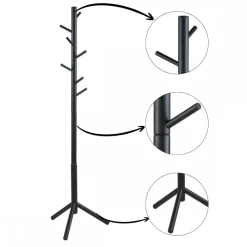 Wieszak na ubrania 7 haków 176 cm czarny Bremen * Actona Discount