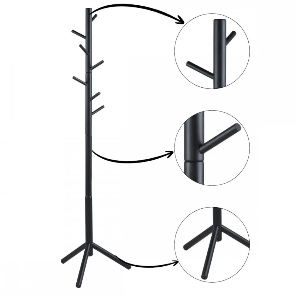 Wieszak na ubrania 7 haków 176 cm czarny Bremen * Actona Discount