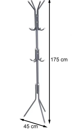 Wieszak stojący metalowy szary 175 cm * H&S Decoration Hot