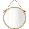 Wiszące okrągłe lustro 48 cm beż