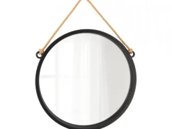 Wiszące okrągłe lustro 48 cm czarne