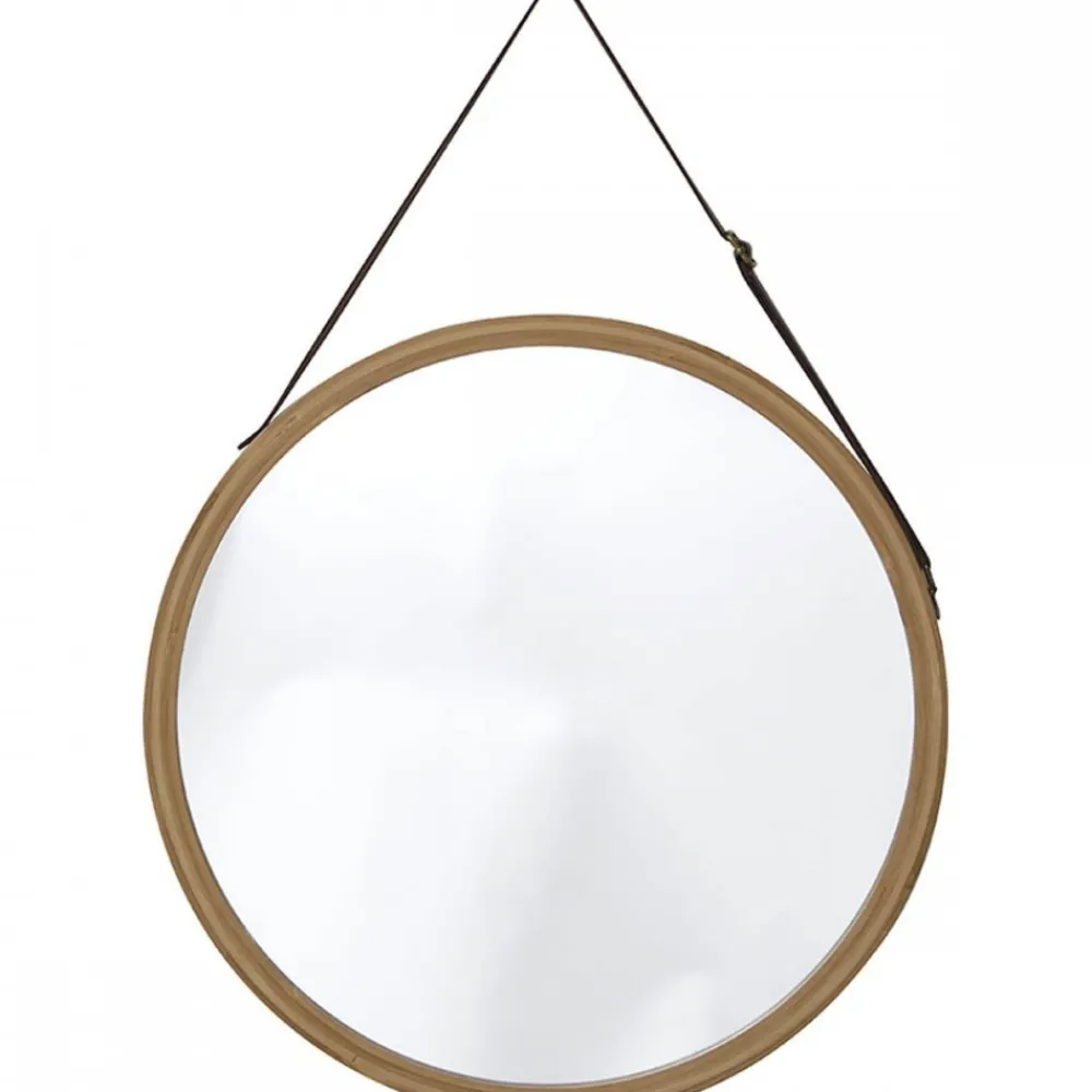 Wiszące lustro okrągłe 38 cm Amora brązowe * TENDANCE