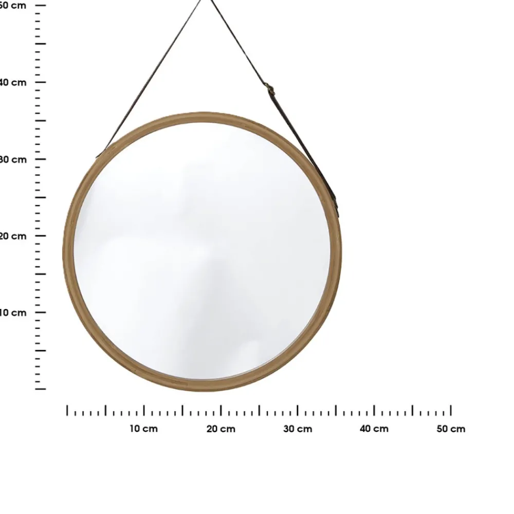 Wiszące lustro okrągłe 38 cm Amora brązowe * TENDANCE