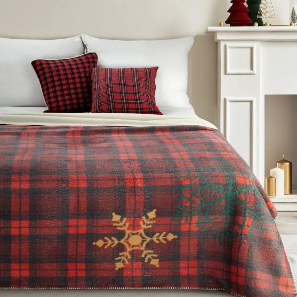 Świąteczny koc CHERRY 200x220 kratka * EUROFIRANY B.B. Choczyńscy Sp.J. Discount