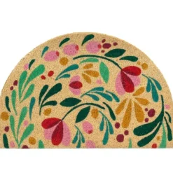 Wycieraczka kokosowa półokrągła kwiatowa 60x40 cm