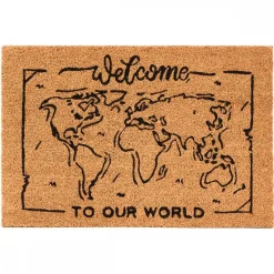 Wycieraczka kokosowa Welcome to our World mapa 60x40 cm