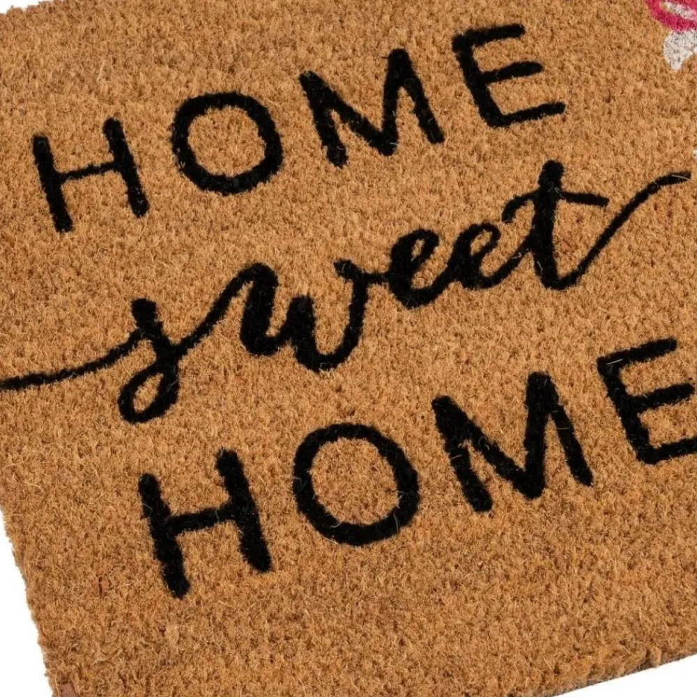 Wycieraczka kokosowa Home Sweet Home bukiet kwiatów 60x40 cm * HowHomely New