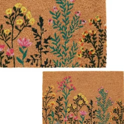 Wycieraczka kokosowa w kwiaty 59x39 cm * H&S Decoration Clearance