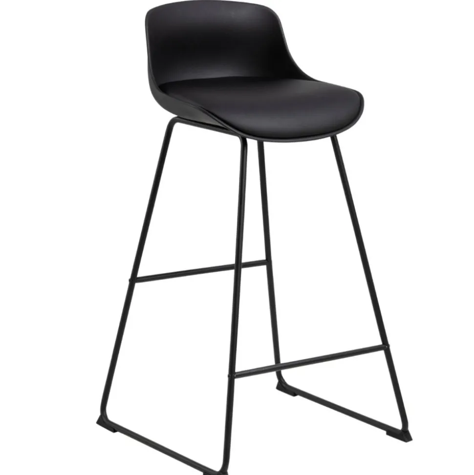 Wysoki hoker Tina sztuczna skóra matowa czerń