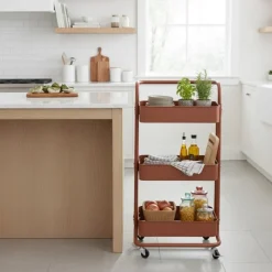 Wózek mobilny metalowy Trolley brązowy