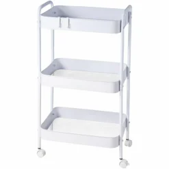 Wózek kuchenno - łazienkowy biały 3-poziomowy 72 cm * HowHomely Discount