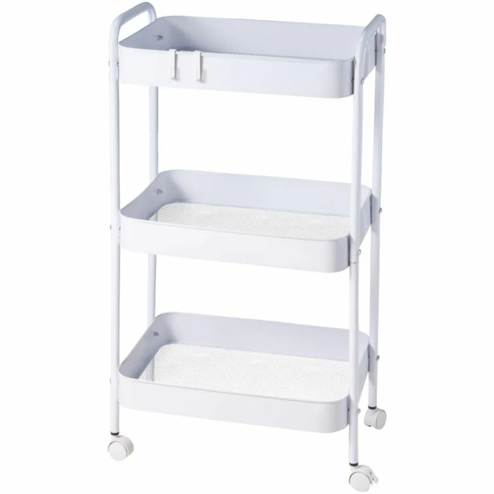 Wózek kuchenno - łazienkowy biały 3-poziomowy 72 cm * HowHomely Discount