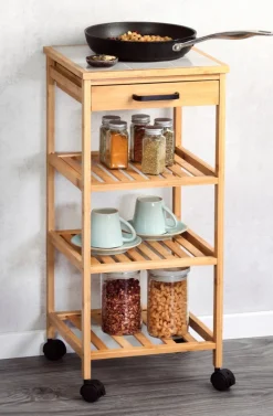 Wózek kuchenny bambusowy z szufladą 34 x 34 x h73 cm * Kesper Discount