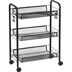 Wózek kuchenny 3 poziomy na kółkach metalowy czarny 44x26xh63,5 cm * Kesper Clearance