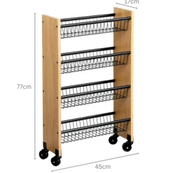 Wózek kuchenny wąski na kółkach 4 poziomy 45x17xh77 cm * Kesper Clearance