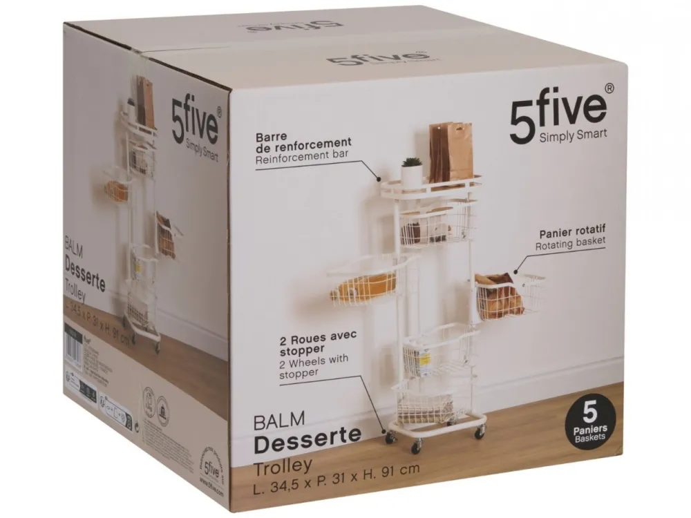 Wózek z 5 koszykami Balm biały * 5five Simply Smart Clearance