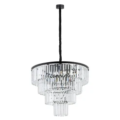 Żyrandol CRISTAL Czarny Szklane Kryształy 12xE14 71cm