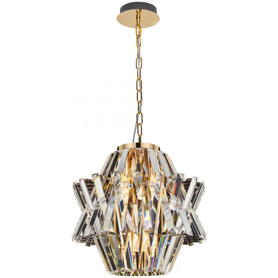 Żyrandol CROWN Złoty Szklane Kryształy 4xE14 34cm
