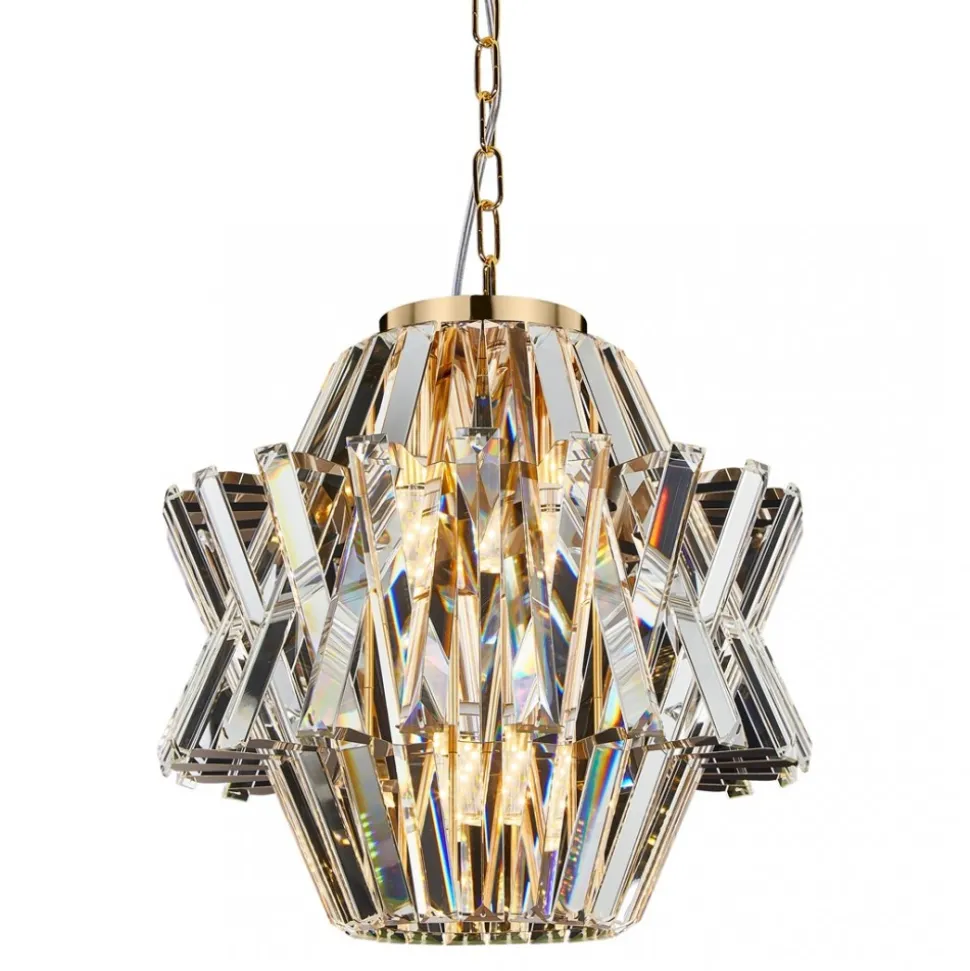 Żyrandol CROWN Złoty Szklane Kryształy 4xE14 34cm