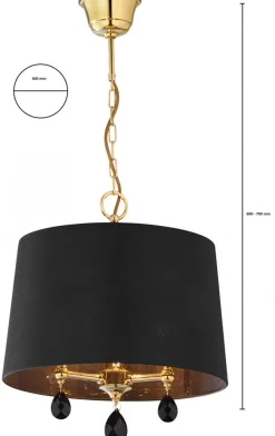 Żyrandol EGIDA Złoty Czarny Abażur 3xE27 40 cm