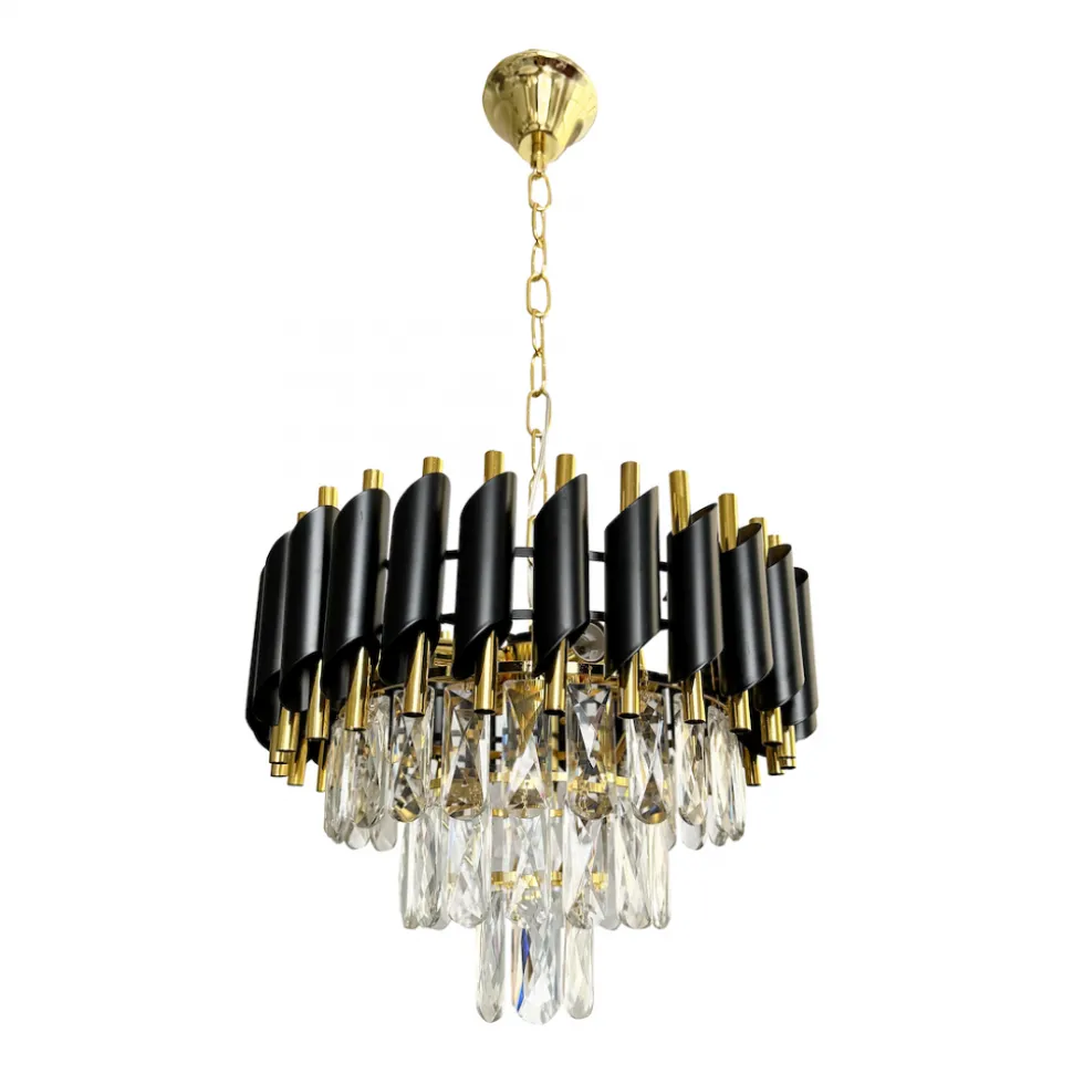 Żyrandol Kryształowy Cristal Czarno-złoty 5xE14 38cm