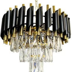 Żyrandol Kryształowy Cristal Czarno-złoty 5xE14 38cm