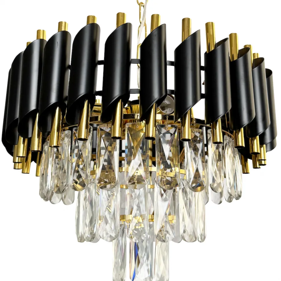 Żyrandol Kryształowy Cristal Czarno-złoty 5xE14 38cm