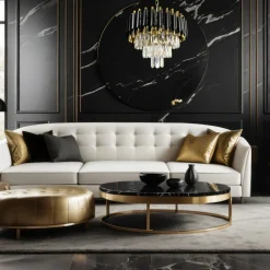 Żyrandol Kryształowy Cristal Czarno-złoty 5xE14 38cm