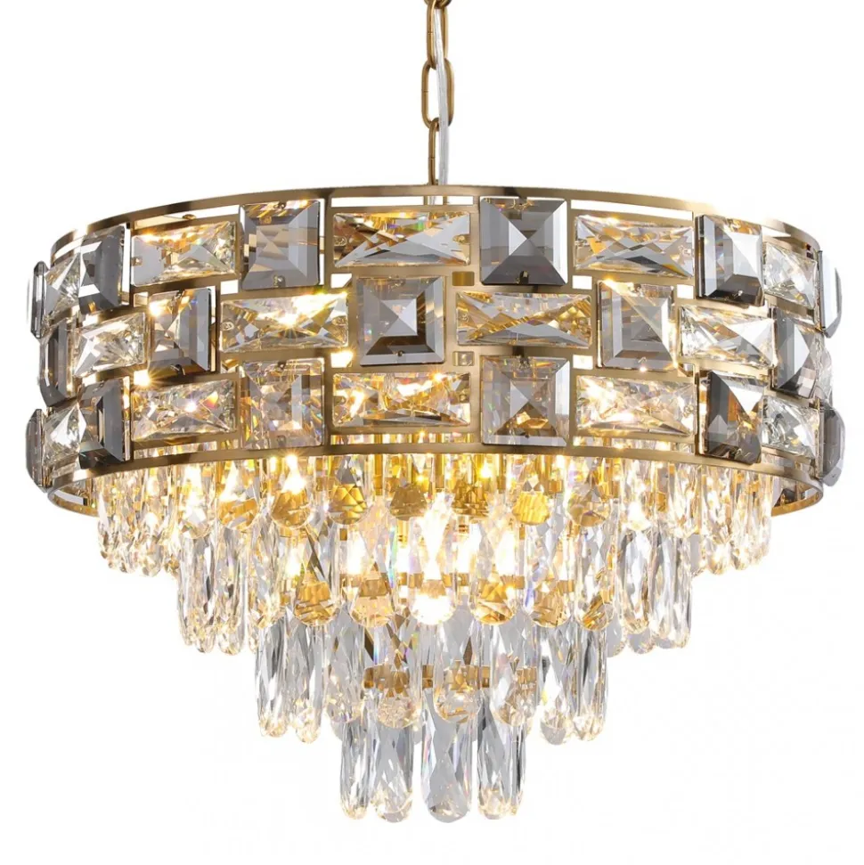Żyrandol LUXURIA Złoty Szklane Kryształy 9xE14 50cm
